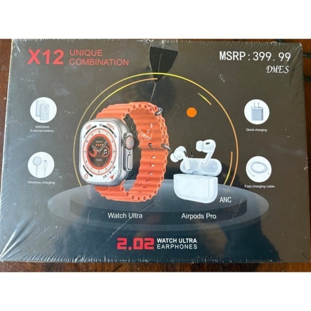 DMES X12 Smart Fitness Watch‎ + Wireless Earbuds Combo NIB